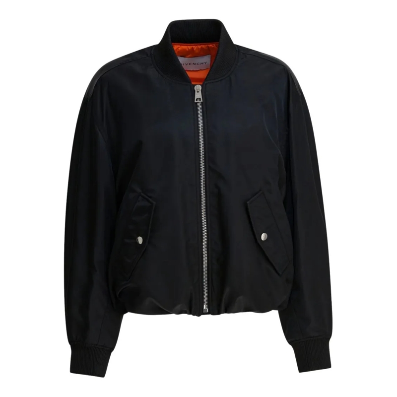 Givenchy Bomberjack Cropped Jacket With Ribbed Details Black