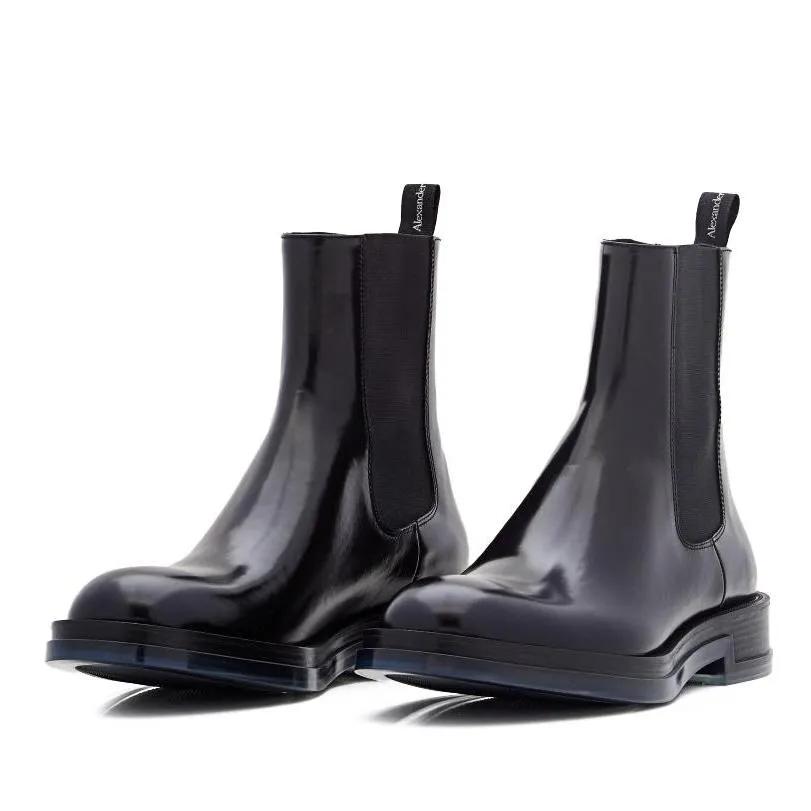 Alexander McQueen Stiefel - Black Leather Chelsea Boots - Gr. 44 (EU) - in Schwarz - für Damen