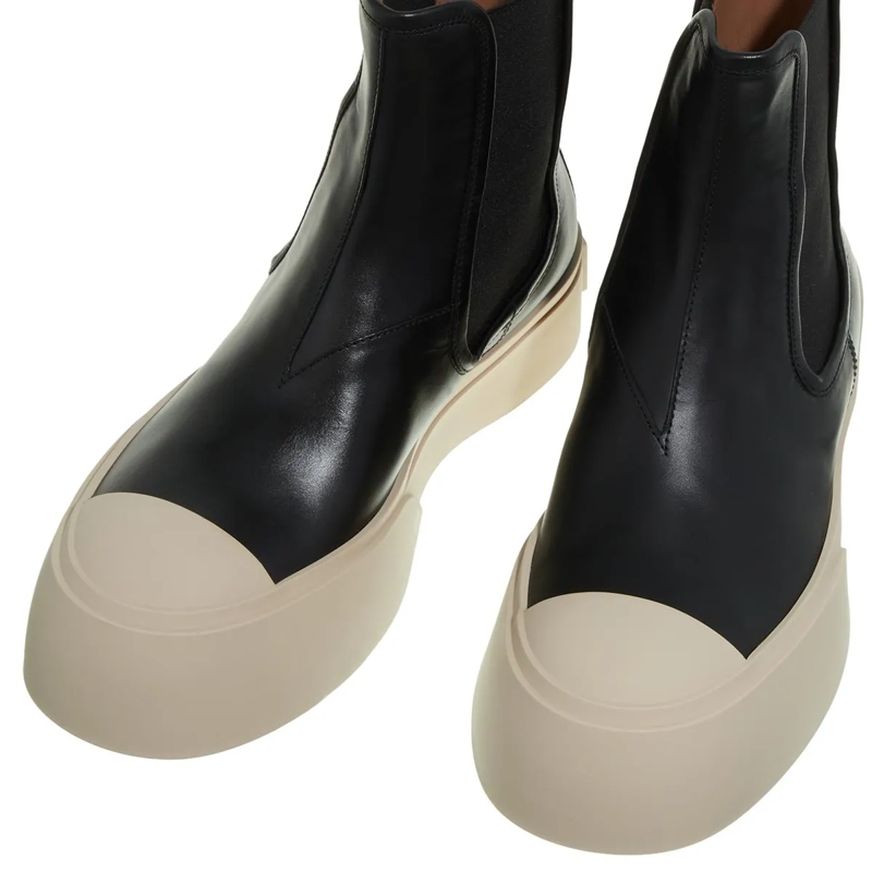 Marni Stiefel Black Chelsea Boots With Logo Patch In Leather Black(Image 20)