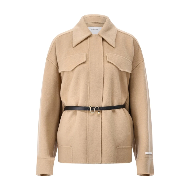 Sportmax Übergangsmantel Jacke Cantore aus Schurwolle Beige