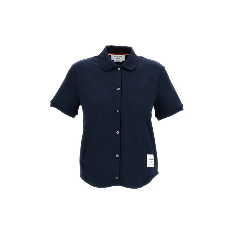 Thom Browne Overhemd Structured Blue Shirt With Button-Down Front Blue
