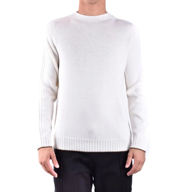 Dondup Trui Ribbed White Knitwear With Classic Crew Neck White