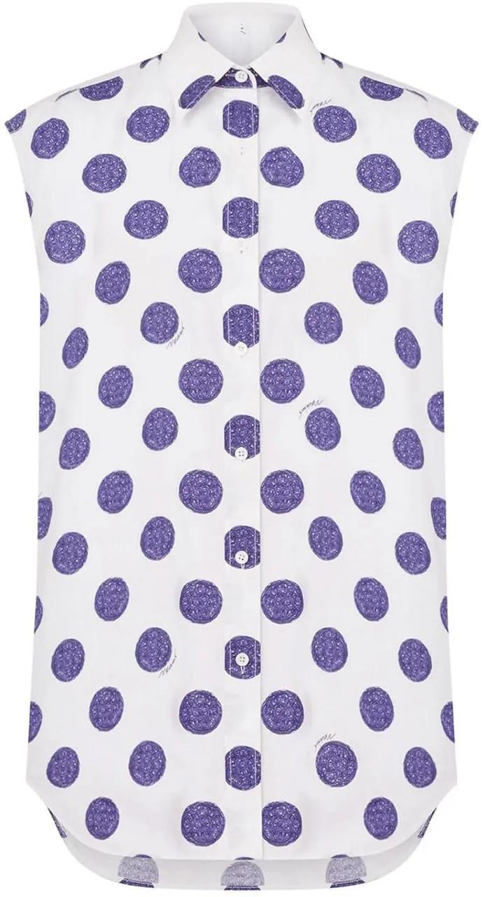 Thumbnail - Moschino - Sleeveless Cotton Poplin Shirt With Polka Dot Patt - Größe 38 - bunt