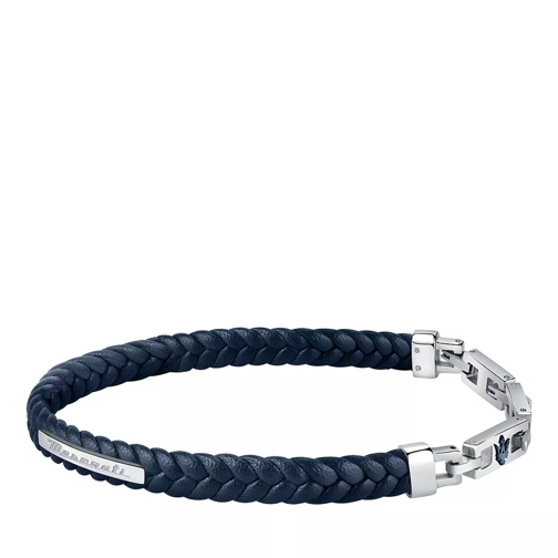 Maserati J Leather Bracelet 22.5 Blue Armband