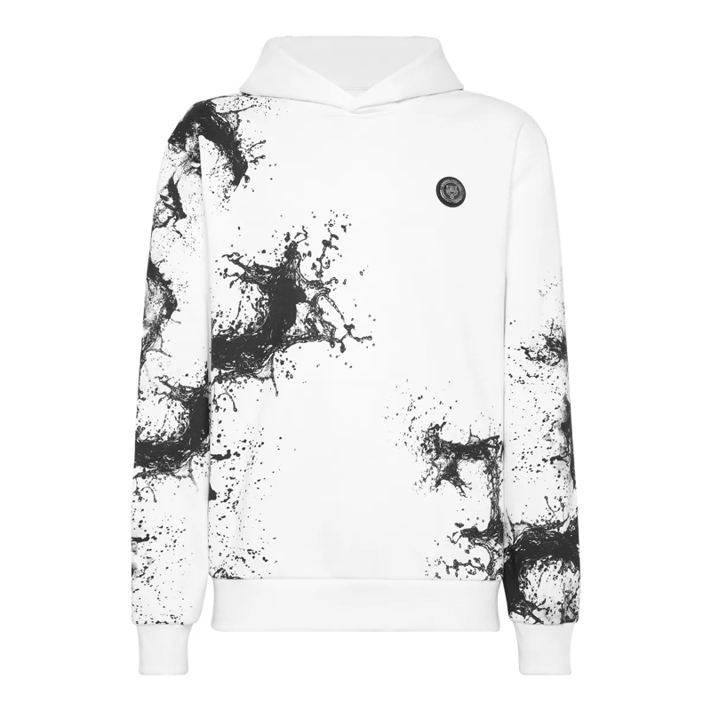 Plein Sport Top Kapuzen-Sweatshirt Splash weiss