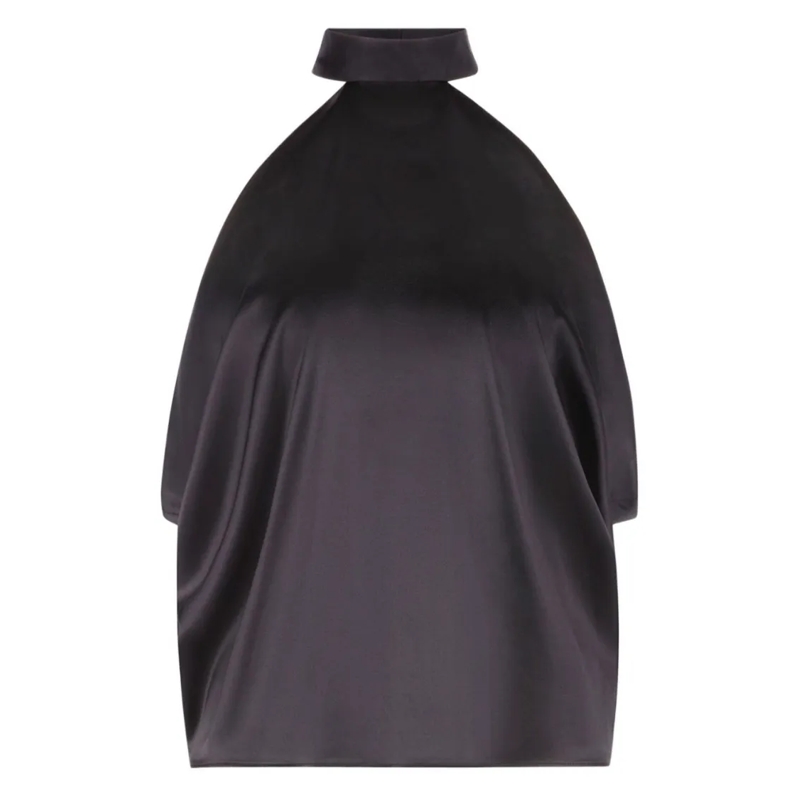 Nina Ricci Top Satin Halterneck Top With Open Back Black