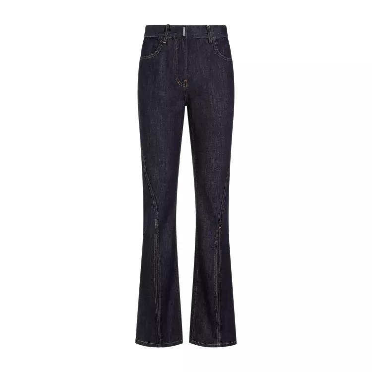 Givenchy - Indigo Blue Cotton Front Split Boot Cut Trousers - Größe 25 - blue