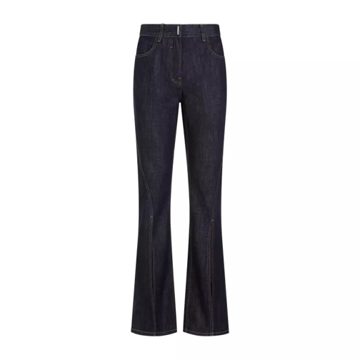 Givenchy  Indigo Blue Cotton Front Split Boot Cut Trousers Blue