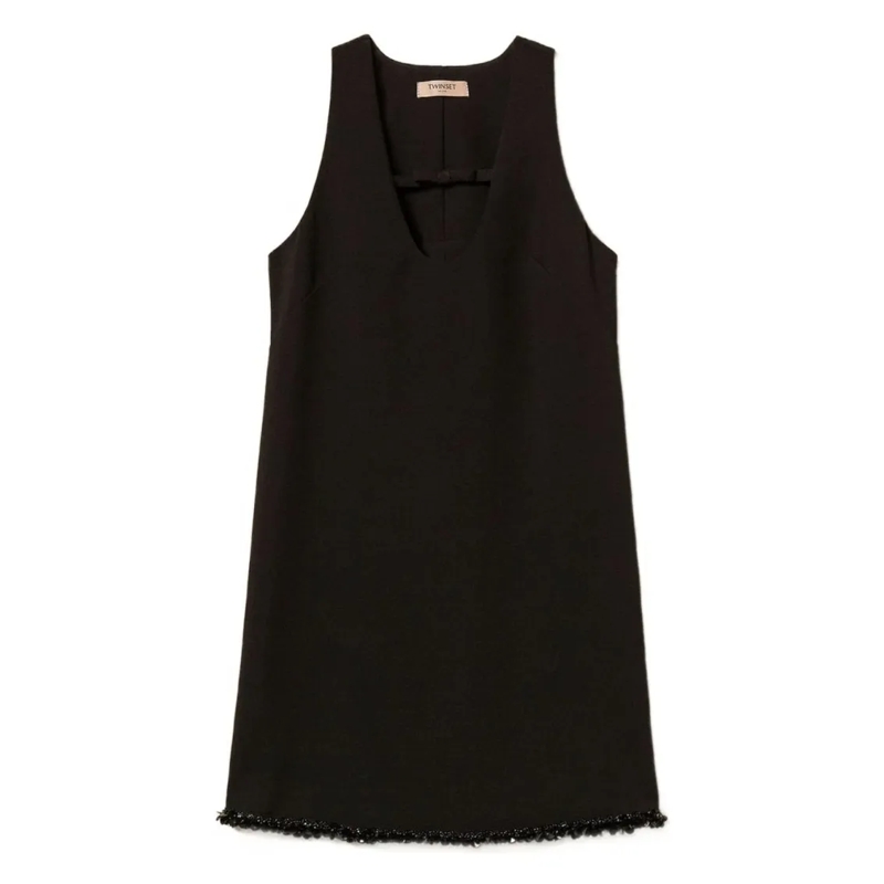 Twin-Set Mini-robe Mini Dress With V-Neckline Black
