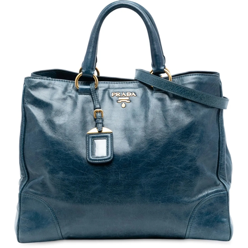 Prada Sac à bandoulière Vitello Shine Satchel blau