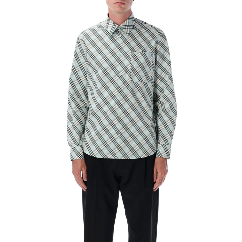 Burberry Overhemd Check Cotton Shirt Grey