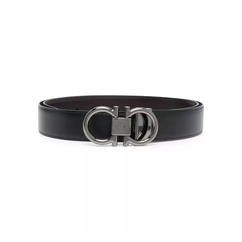 Salvatore Ferragamo Gürtel Black And Brown Reversible Belt With Gancini Detai Black