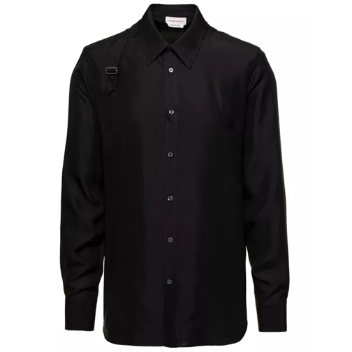 Alexander McQueen Black Long Sleeved Shirt With Harness Detail In Si Black 