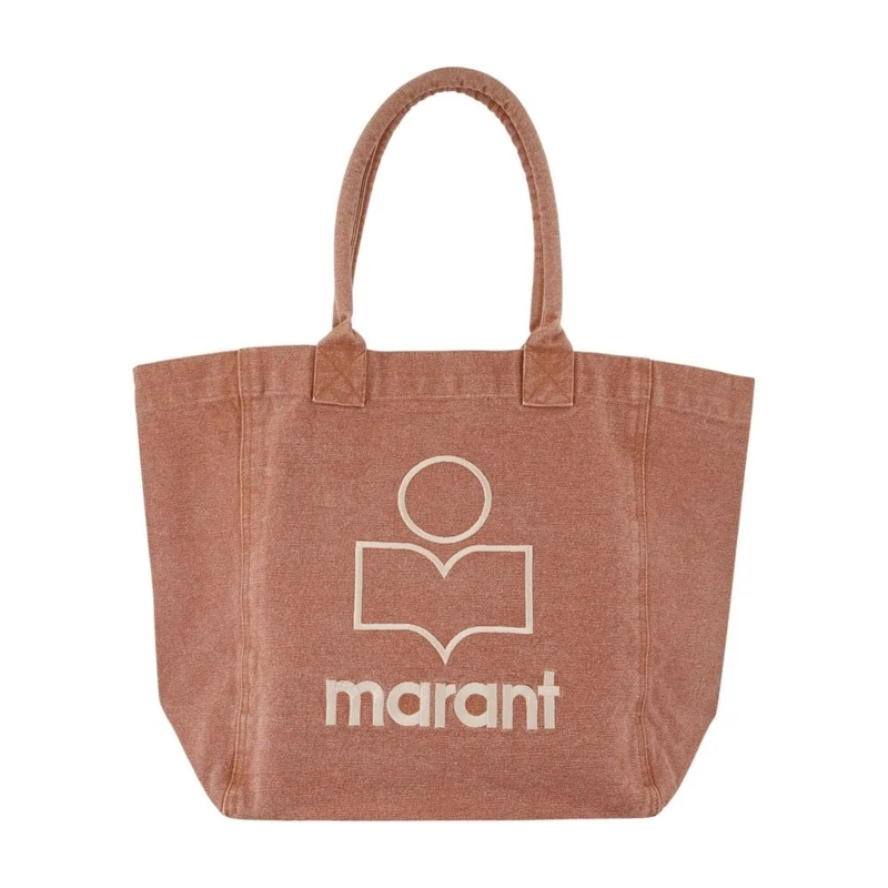 Isabel Marant Draagtas Spacious Cotton Shopper Bag With Contrasting Logo Neutrals