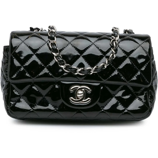 Chanel Sac à bandoulière 2013-2014 Mini Rectangular Classic Patent Single F schwarz