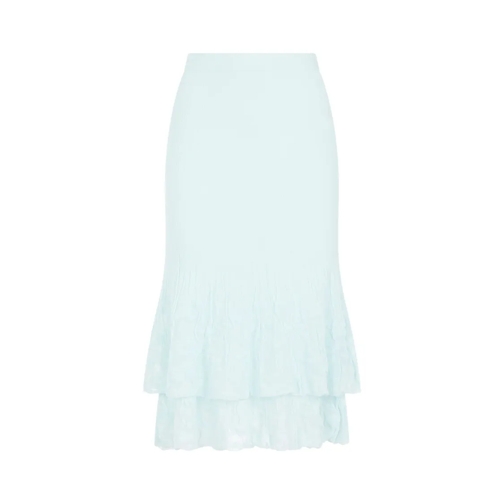 Bottega Veneta Pale Turquoise Cotton Midi Skirt Blue Midi-Röcke