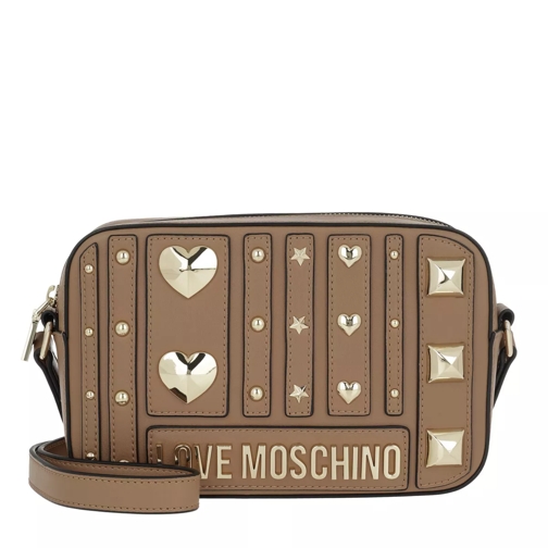 Love Moschino Logo Studded Crossbody Bag Cammello Borsetta a tracolla