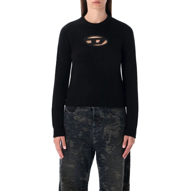 Diesel Pullover M-Areesa Slim Cut-Out Logo Sweater Black