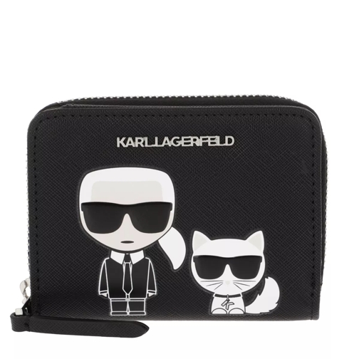 Karl Lagerfeld Ikonik Small Zip Wallet Black Portemonnaie mit Zip-Around-Reißverschluss