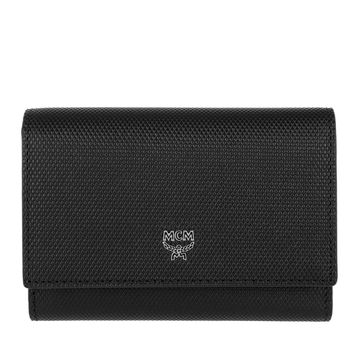 MCM Otto Charm Small Card Wallet Black Flap Wallet