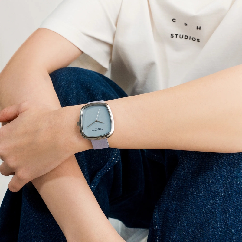 Copenhagen Quarzuhr Echtleder Curved Leather silber(Image 2)