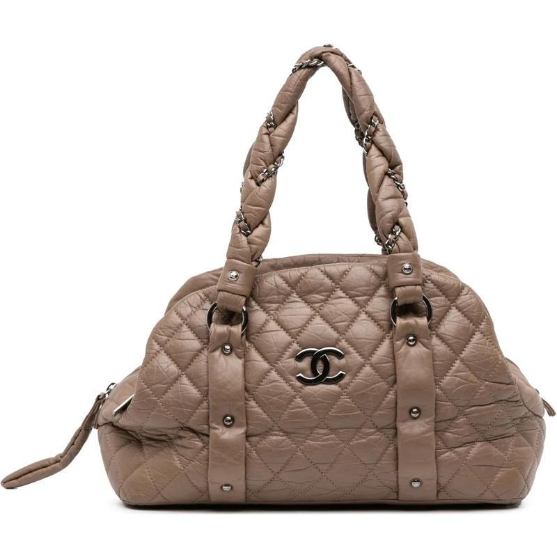 Chanel Sac à bandoulière Distressed Lambskin Lady Braid Bowler Bag braun