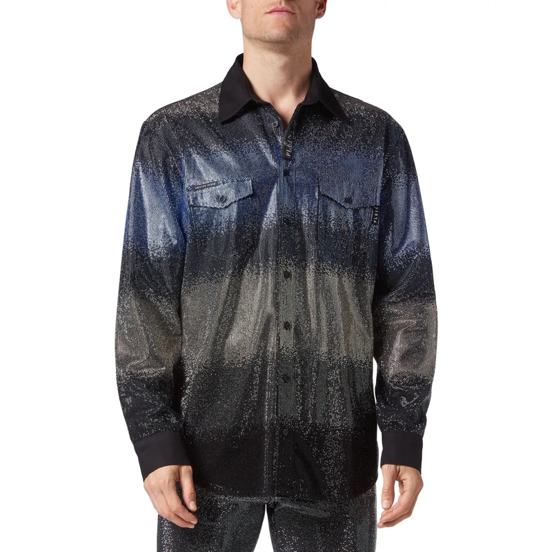 Philipp Plein Jeansjacke Jeanshemd Mit Schmucksteinen schwarz(Image 2)