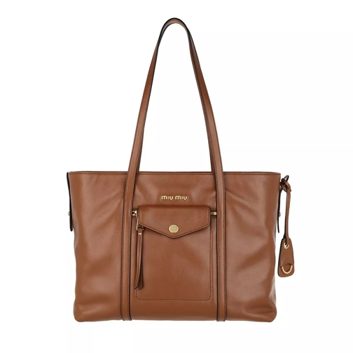 Miu Miu Tote Bag Leather Cognac Shopping Bag