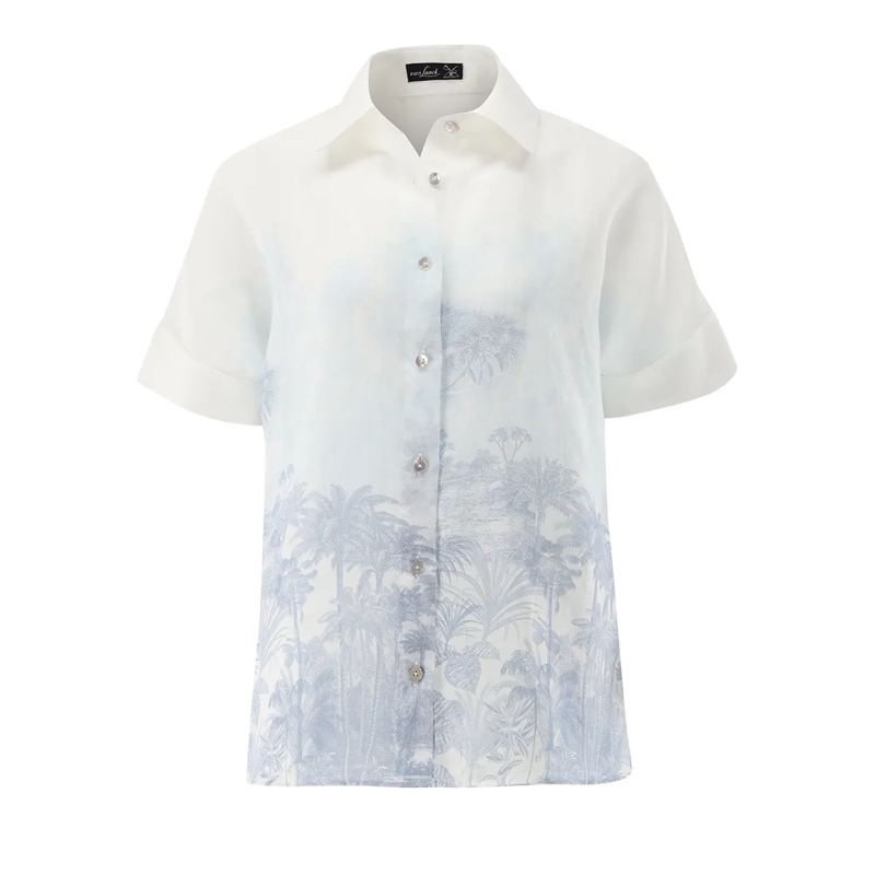 VAN LAACK Bluse Bluse Modern Fit Druck blau