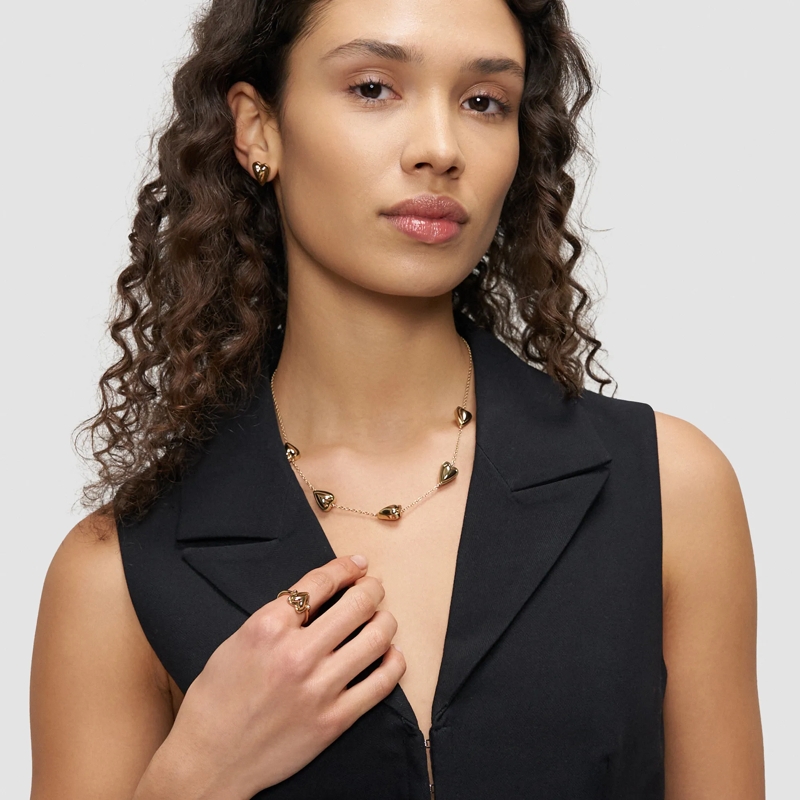 Liebeskind Berlin Mittellange Halskette Edelstahl Metal Heart gold(Image 2)