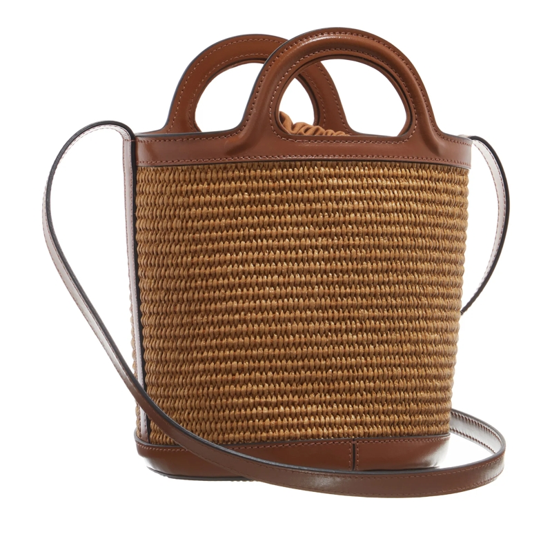 Marni Bucket Bag Brown Cotton Blend And Leather Handbag Brown(Image 8)