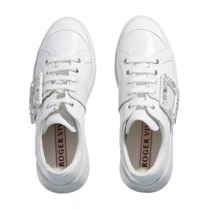 Roger Vivier Viv Skate Strass Buckle Sneakers In Soft Leather White Low Top Sneaker