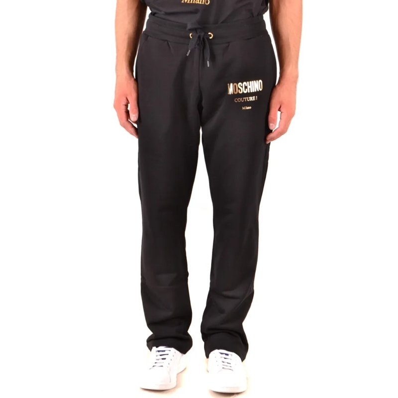 Moschino Anzugshose Black Cotton Trousers With Drawstring Waistband Black