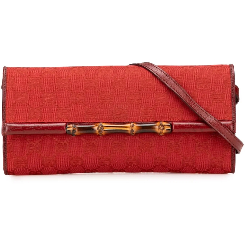Gucci Schultertasche GG Canvas Bamboo Bar Crossbody rot