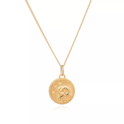 Rachel Jackson London Aries Zodiac Art Coin Necklace  Yellow Gold Collier moyen
