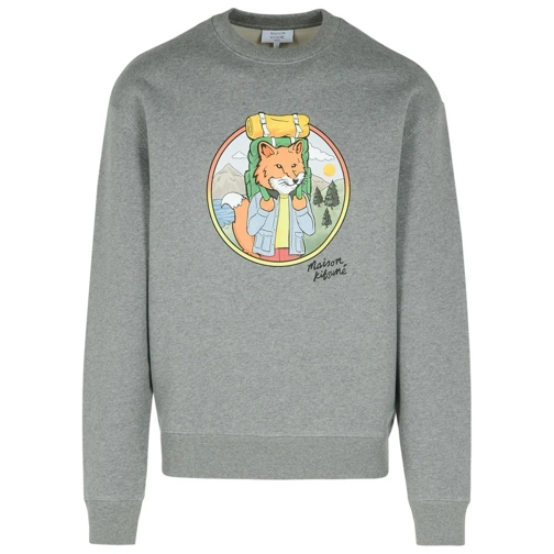 Maison Kitsune Rambling Fox' Grey Cotton Sweatshirt Grey Felpe