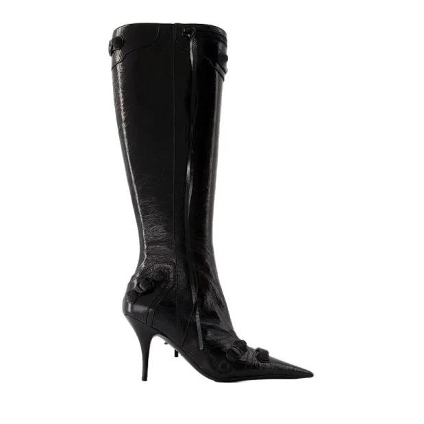 Balenciaga Boots & Stiefeletten - Cagole H90 Boots - Leather - Black - Gr. 37,5 (EU) - in Schwarz - für Damen