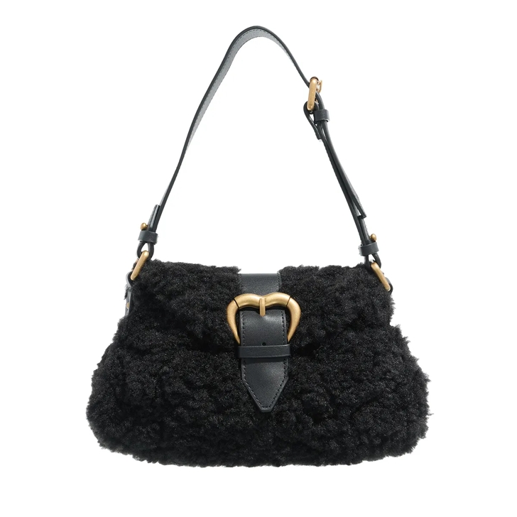 Pinko Jolene Shoulder Mini Nero Limousine Chocolate Gold Shoulder Bag