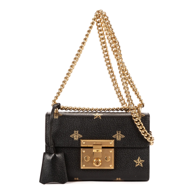 Gucci Crossbody Bag Padlock Bee Star schwarz