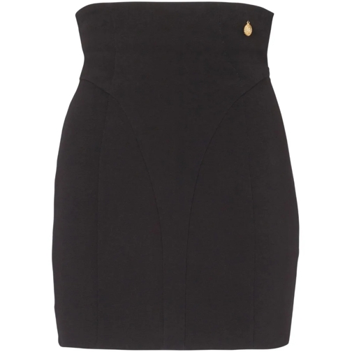 Balmain Black Crepe High-Waisted Mini Skirt Black Minikjolar