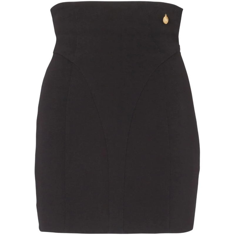 Balmain Minirock High-Waisted Black Crepe Mini Skirt Black