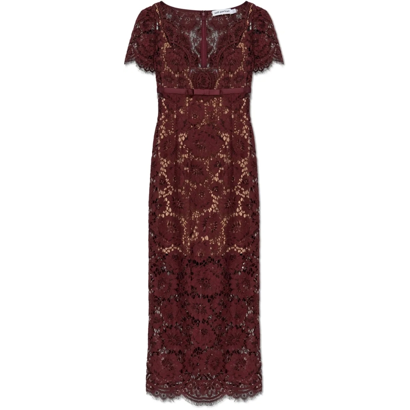 Self Portrait Robe longue dress burgundy rot