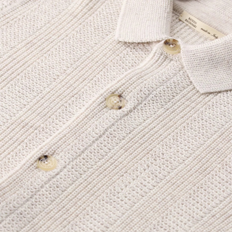 Maurizio Baldassari Overhemd Strickjacke aus Leinenmix weiß(Image 4)