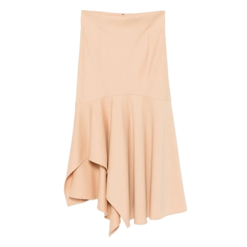 Alberta Ferretti Midirok Flowing Silhouette Skirt With Soft Drape Neutrals