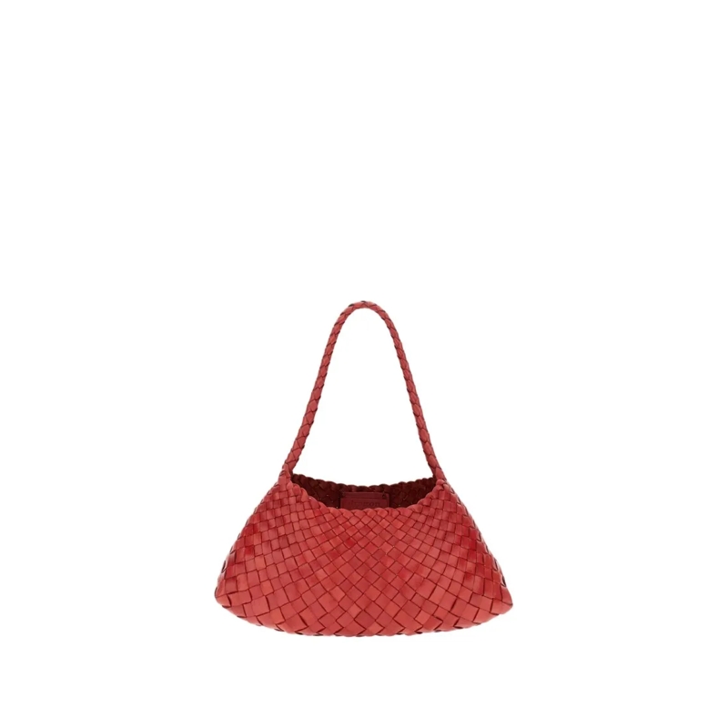 DRAGON DIFFUSION Fourre-tout Woven Leather Handbag With Curved Silhouette Red