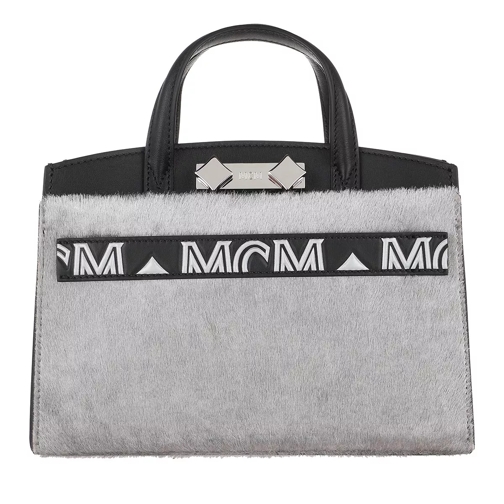 MCM Mini Lux Tote Bag Black Silver Tote
