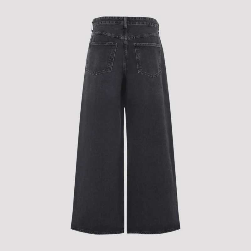 Agolde Jeans V-Waist Wide Leg Jeans With Classic Five-Pocket St Black