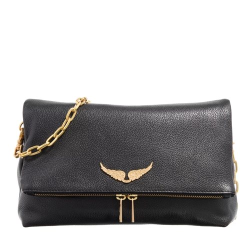 Zadig & Voltaire Rocky Grained Leather Noir Gold Crossbody Bag