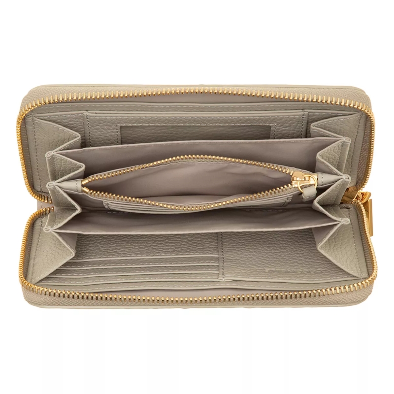 Coccinelle Portemonnaie mit Zip-Around-Reißverschluss Metallic Ostrich Wallet Gelso(Image 5)