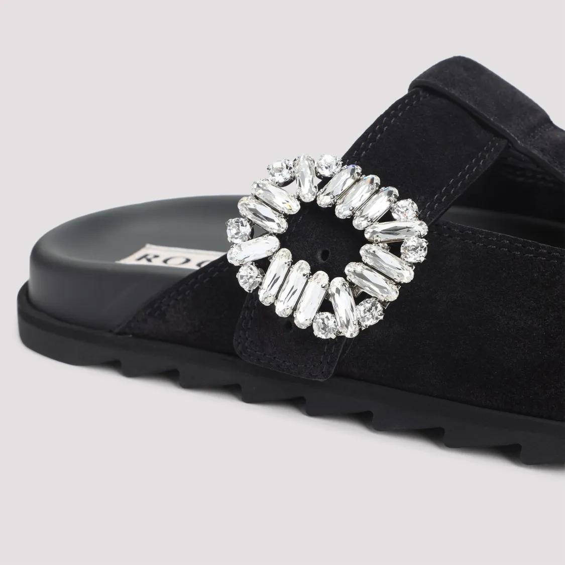 Thumbnail - Roger Vivier Slipper & Pantoletten - Slidy Viv` Leather - Gr. 39 (EU) - in Schwarz - für Damen